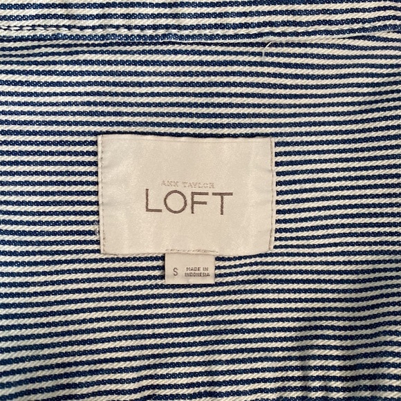 LOFT Denin Stripped Button Zip Jacket - Picture 7 of 7